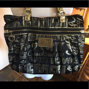 Coach Black and Gold Poppy Tote